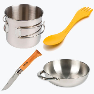 Кружка + миска + ложка + нож